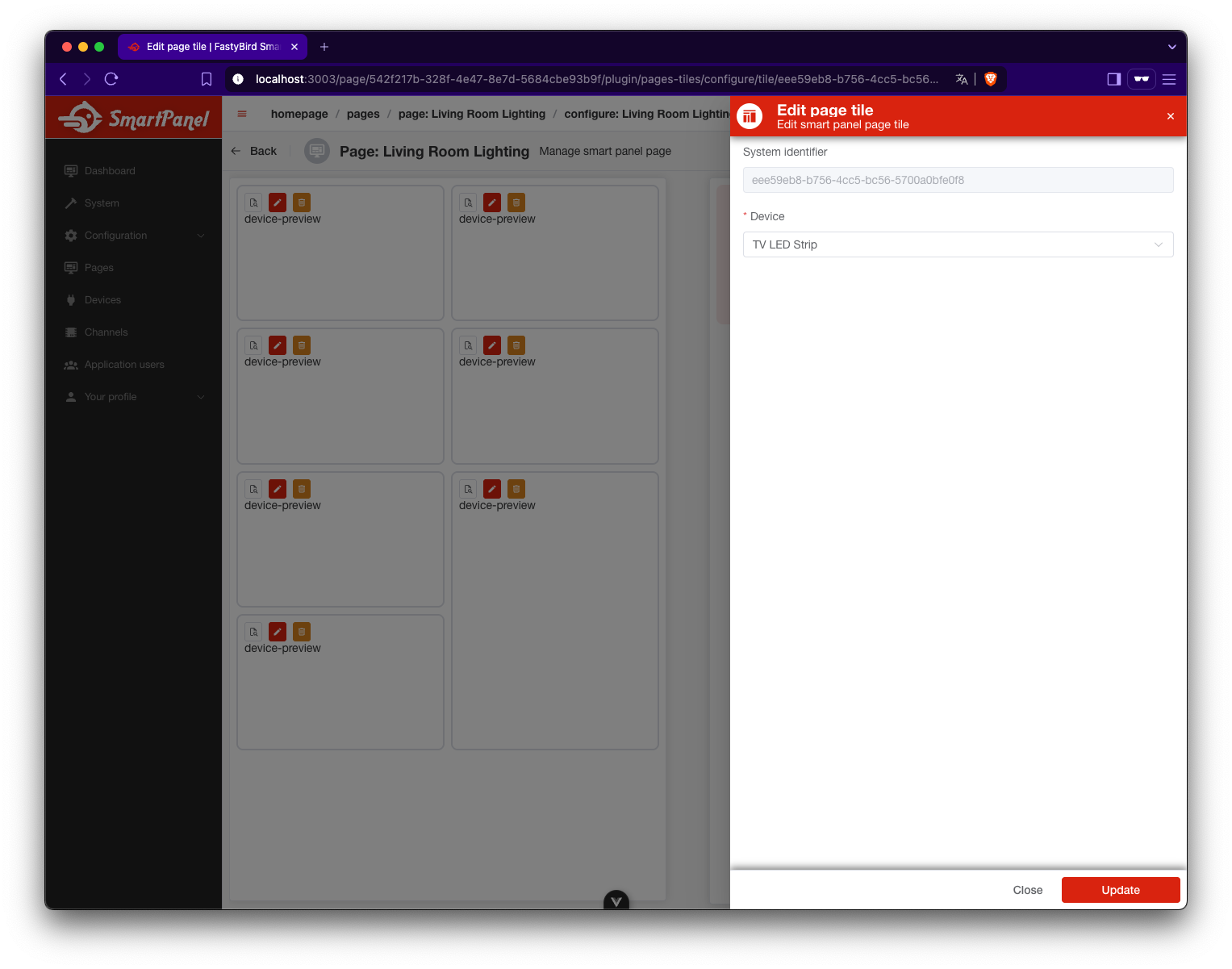 Add tile to page